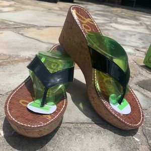Sam Edelman Black Wedge Flip-Flops